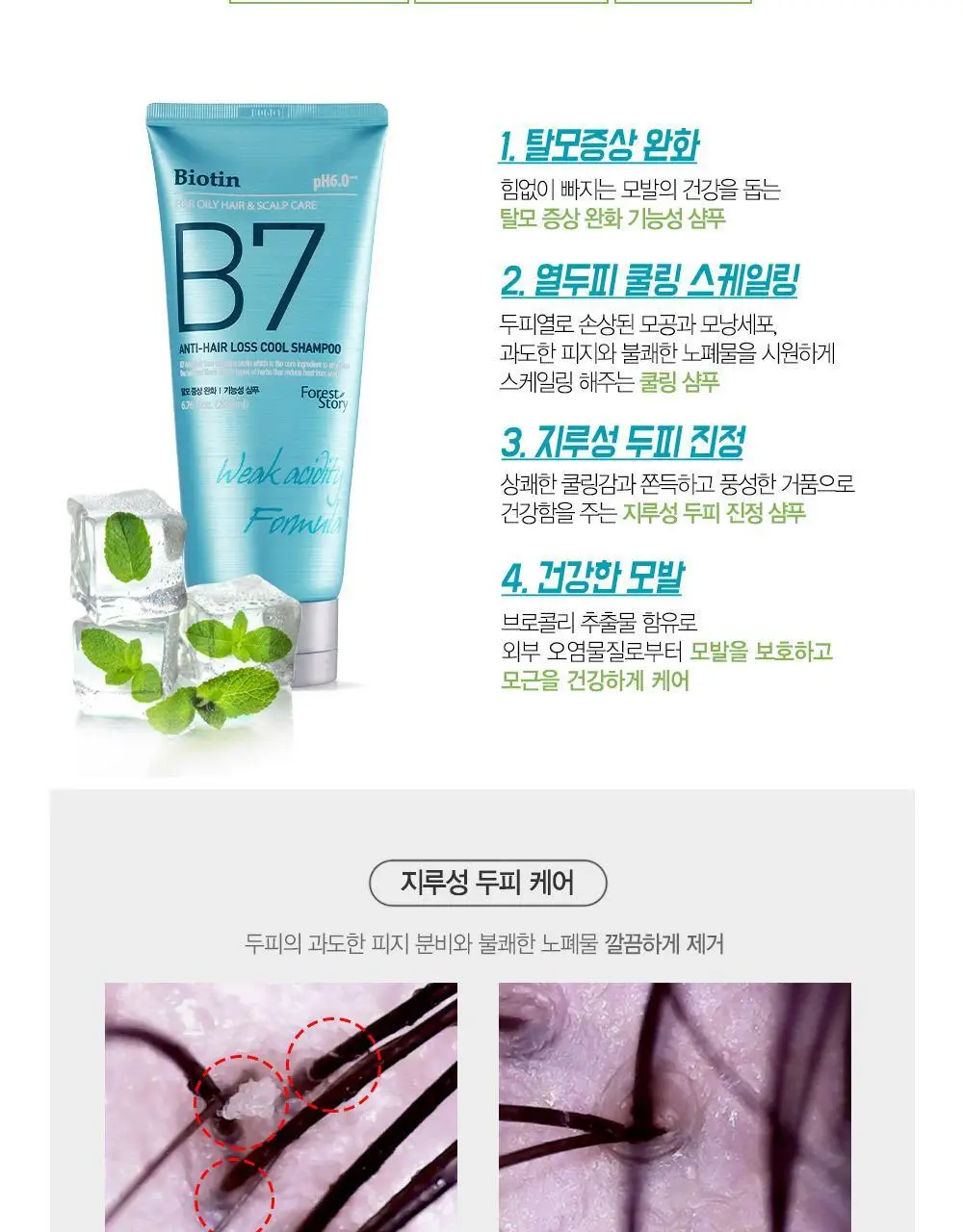 [텅장구조_탈모샴푸] 포레스트스토리 B7 안티 헤어 로스 쿨샴푸 200ml 상세페이지 10